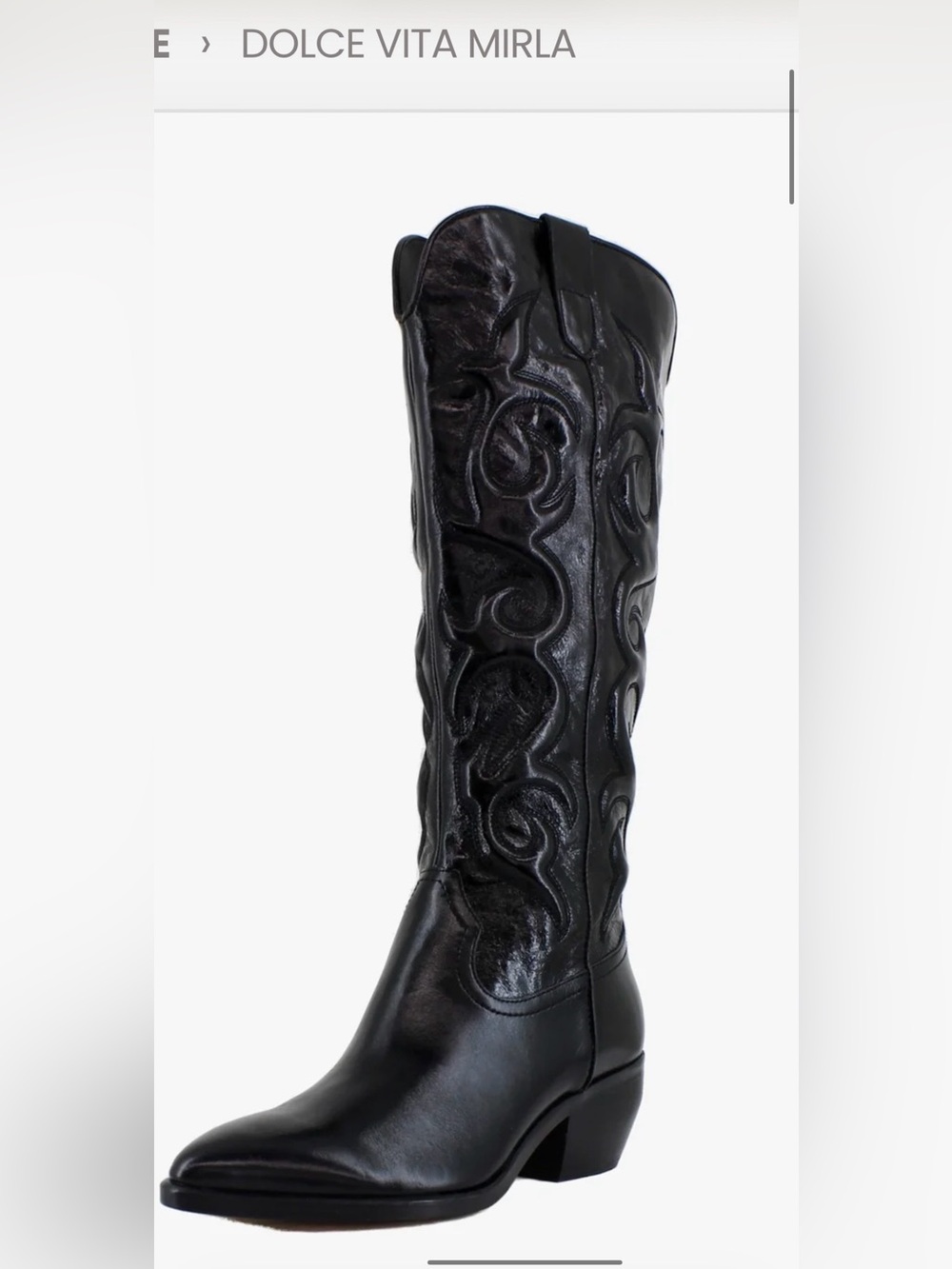 Dolce Vita Black Embossed Western-Style Boot